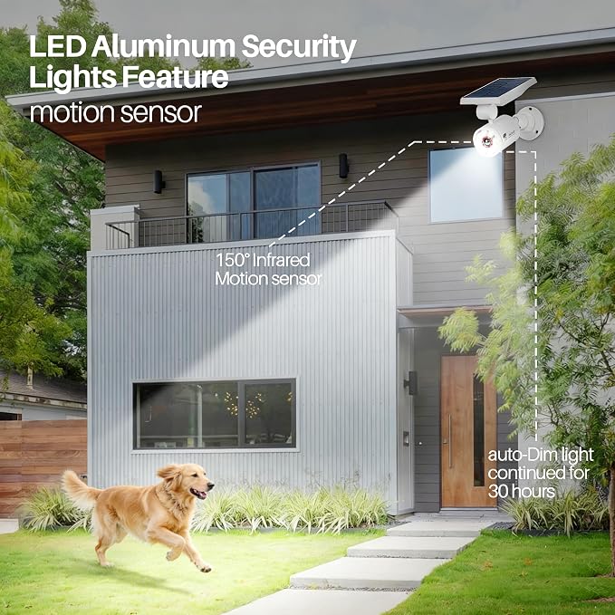Motion Sensor Outdoor Solar Lights Waterproof Aluminum alloy(Not plastic) Solar Spot Lights, Solar Motion Detector Lights for Outside Patio Porch Wall Driveway Garden, 100-Week FREE Refund/Replacement