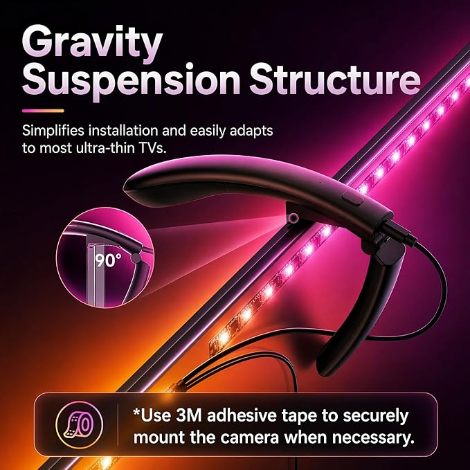 AOC TV LED Backlight, TV Lights that Change with TVs for 55-65 inch Screen, RGB Strip Lighting with Sensor, Syncs Behind The Monitor, Smart App Control, Movie Game Music & DIY Mode, 14.8FT