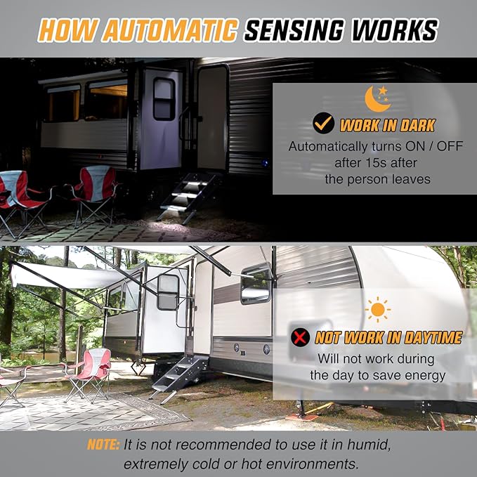 Nilight RV Step Lights 3PCS Motion Sensor Activated LED Bar RV Exterior Lights Battery Operated Wireless Magnetic Stick Strip Lighting for Motorhome Travel Trailers Camper Under Cabinet Step Tent