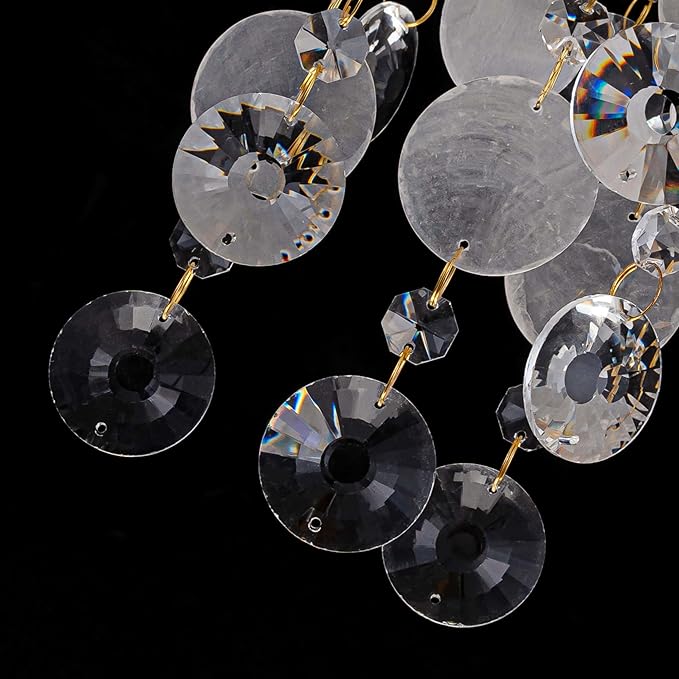 D11 inch Capiz Shell Crystal Ceiling Light, 3-Light Coastal Design Flushmount Close to Ceiling Light Fixture for Foyer, Hallway, Bedroom, D11 x H13 inch, Shell & Crystal & Copper Finish Frame