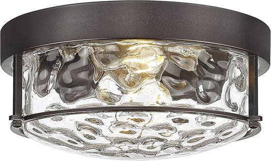 FEMILA 12" Flush Mount Ceiling Light, Modern Close to Ceiling Light Fixtures with Water Ripple Glass, E26 Base, 4FTJ22WG-F ORB