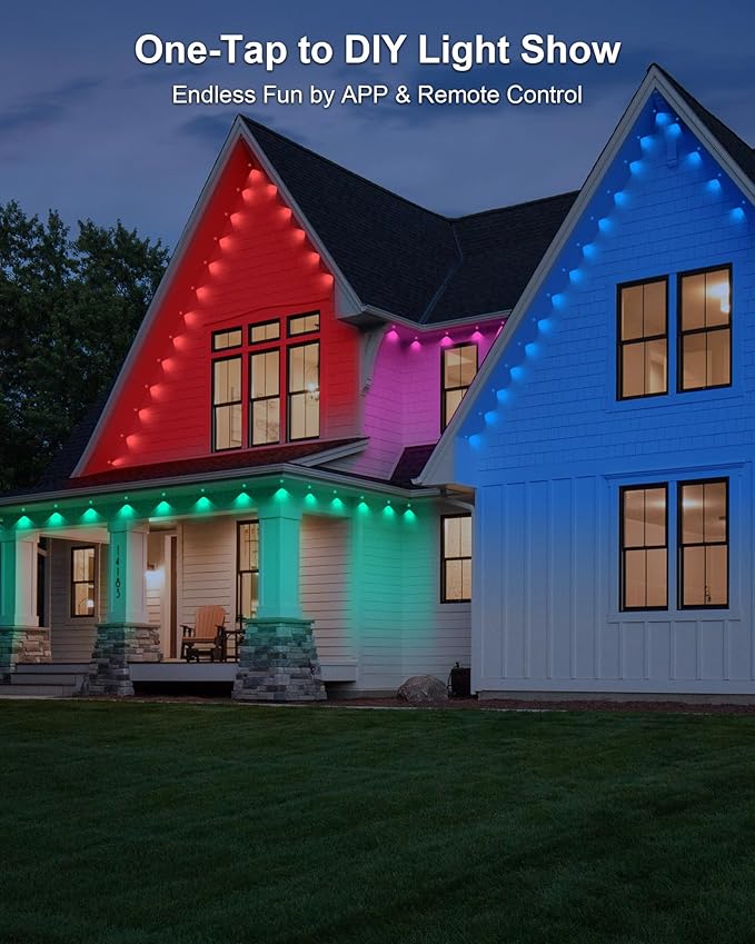 XINKAITE 500ft Permanent Outdoor Lights for House, 2025 Eave Lighting with App/Remote Control, IP67 Waterproof smartlight for Christmas, Halloween, Holiday, Party, Daily(2 Rolls 250FT)