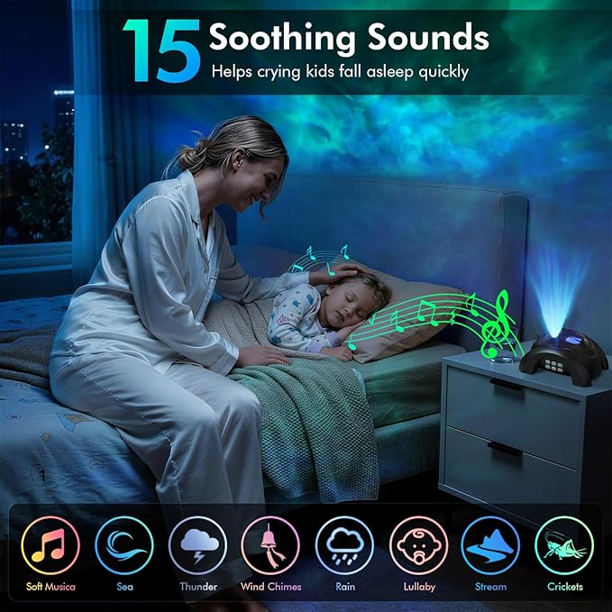 Rossetta Dual Lens Galaxy Projector, Star Projector for Bedroom with 58 Light Effects, Night Light Projector with White Noise & Bluetooth Speaker, Remote Timer, Easter Room Decor Gift for Kids Adults