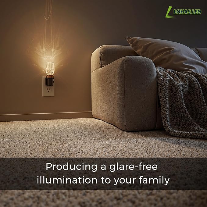 L LOHAS LED Night Light, Dimmable Night Lights Plug into Wall, Automatic Nightlights Plug in, Light Sensor, 3000K 100LM Adjustable Brightness, LED Nightlight Crystal for Bathroom Bedroom Hallway,1Pack