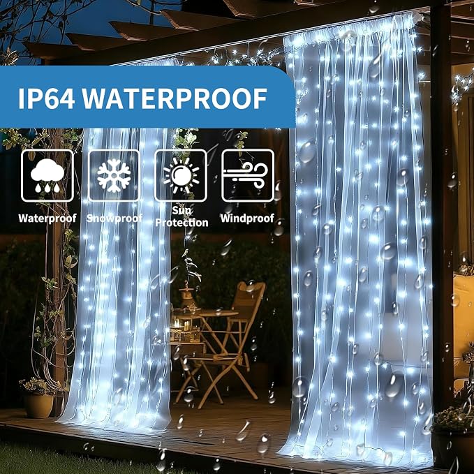 2 Pack Fairy Curtain Lights, 300 LED Upgraded Tangle-Free Hanging Lights with Remote, USB Plug in String Lights for Wall Window Wedding Party Xmas Home Décor - 9.8 x 9.8 Ft, Cool White