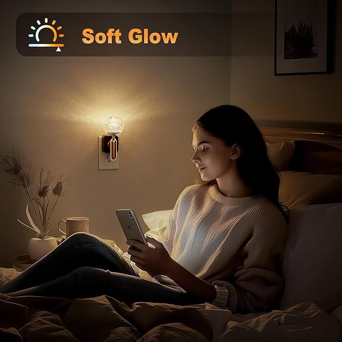 JandCase Night Light, 2 Pack Night Lights Plug into Wall, Color Change RBG Nightlight, Built in Dusk to Dawn Sensor for Hallway Bedroom Stairway