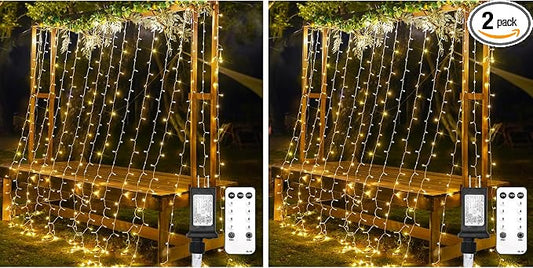 suddus 300 LED Curtain Lights Warm White 2PACK