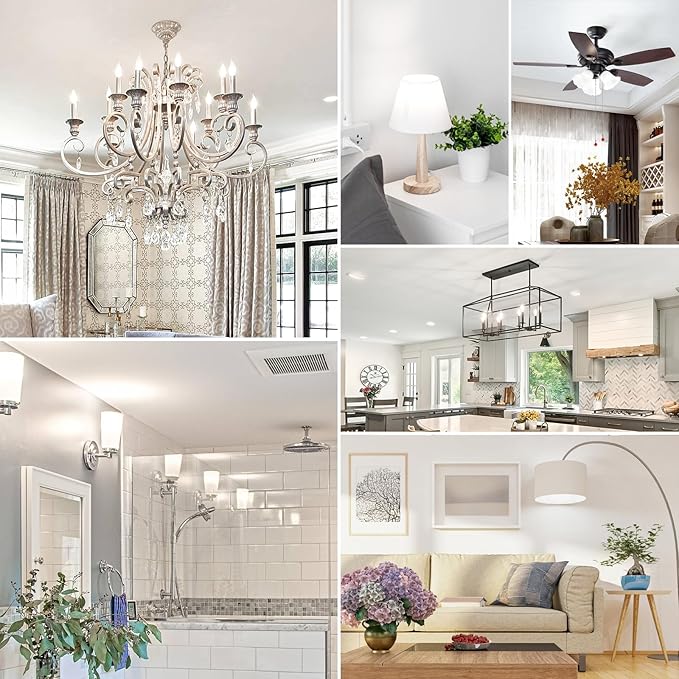 24-Pack Dimmable E12 LED Candelabra Bulbs, 40W Equivalent 5000K Daylight White Chandelier Light Bulbs, 4W 460 Lumen Vintage Flame Tip Candle Bulbs for Lamp, Ceiling Fan, Home Decor