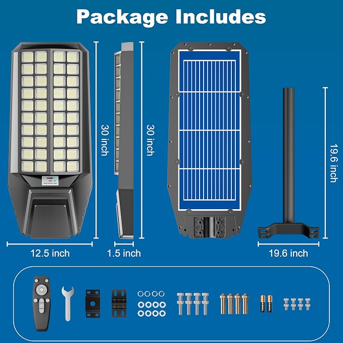 Solar Street Lights Outdoor Waterproof Dusk to Down Heavy Duty 10000W Commercial Large Solar Lights Outdoor Motion Sensor with Remote Control LED Parking Lot Flood Lights for Yard Garden Walkway