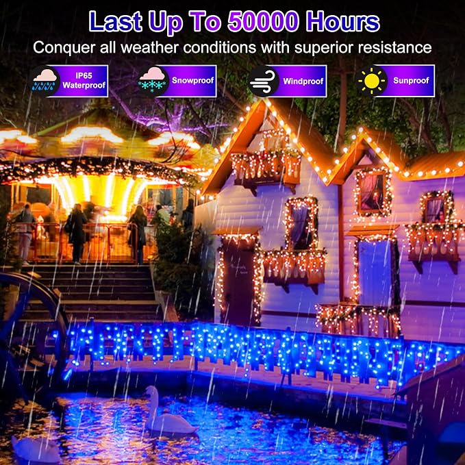 670 LED 66FT Christmas Lights with 148 Drops, 12 Modes Dimmable Blue Outdoor Hanging Lights with Timer Memory, Waterproof Curtain Lights for Home Bedroom Yard Indoor Tree Window Roof Fence Wedding