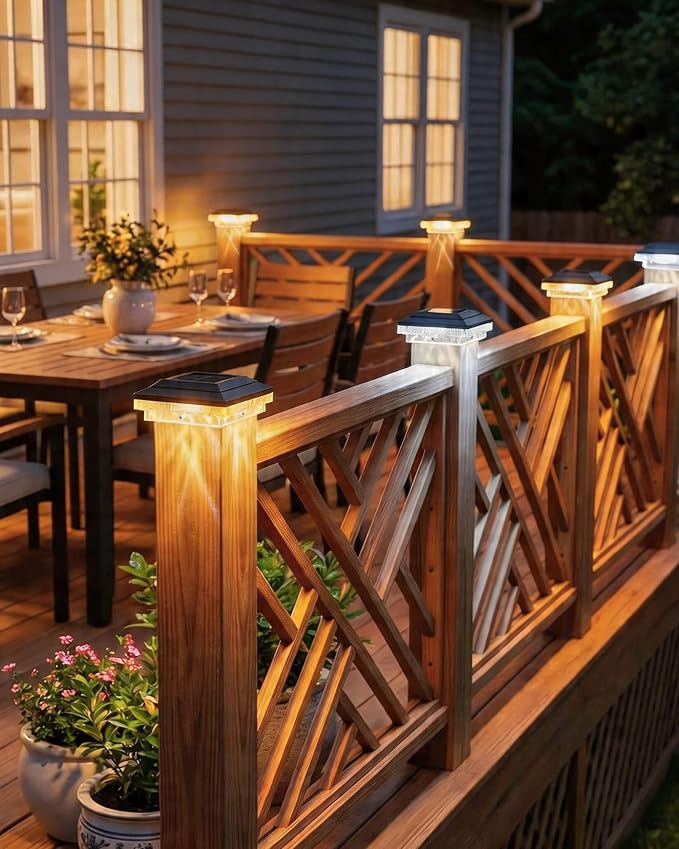 4x4 Solar Post Cap Lights Outdoor Waterproof, Cool/Neutral/Warm White 3 Colors Garden Fence Lights for 4×4 Wood/Vinyl Posts, Deck, Patio, Ripple Effects, 6 Pack