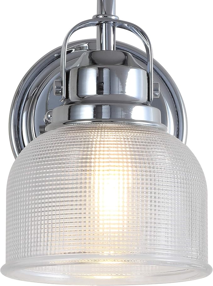 JONATHAN Y 5.75" Chrome Modern Bathroom Vanity Light, 1-Light LED Wall Sconce, Clear Glass Bell Shade for Mirror Hallway Kitchen, ETL Listed, LED Bulb Included JYL7407A