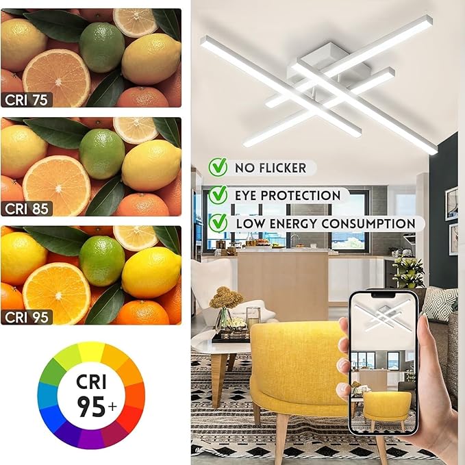 21W Modern LED Ceiling Light Fixture, 27.5Inch Flush Mount Ceiling Light for Bedroom ‎Kitchen Living Room Bathroom Garage Farmhouse Dining Hallway White 6500k Cold Light