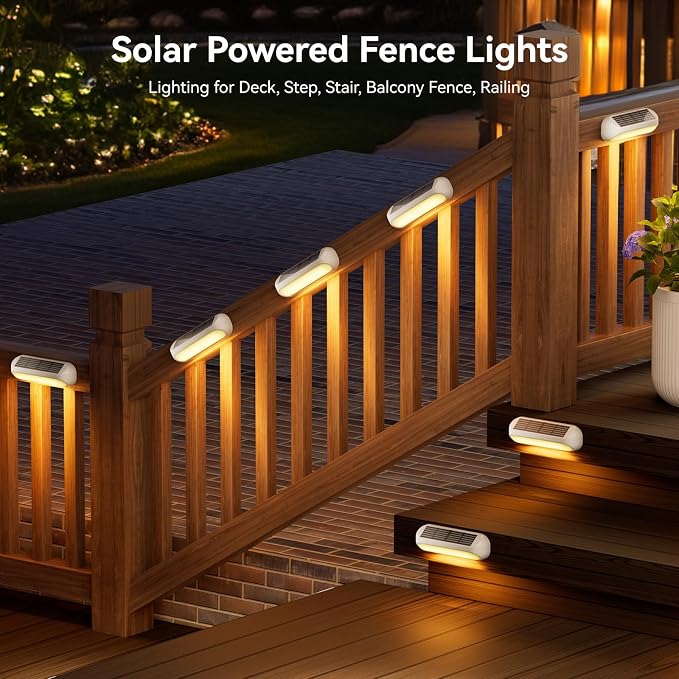 Ahaorigin Solar Outdoor Lights 4 Pack, Bright Fence Lights with Multi-Color Changing & Warm White Mode, Upgraded Solar Step Lights Outdoor Waterproof for Garden Deck Post Stair Yard and Wall