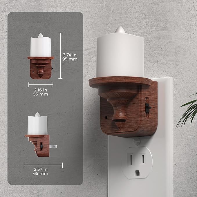 L LOHAS LED Night Light, 2 Pack Amber Flameless Candle Night Light Plug in, Dusk to Dawn Sensor, 0-100LM LED Dimmable Nightlight, Vintage Decorative Night Lights for Hallway Bathroom