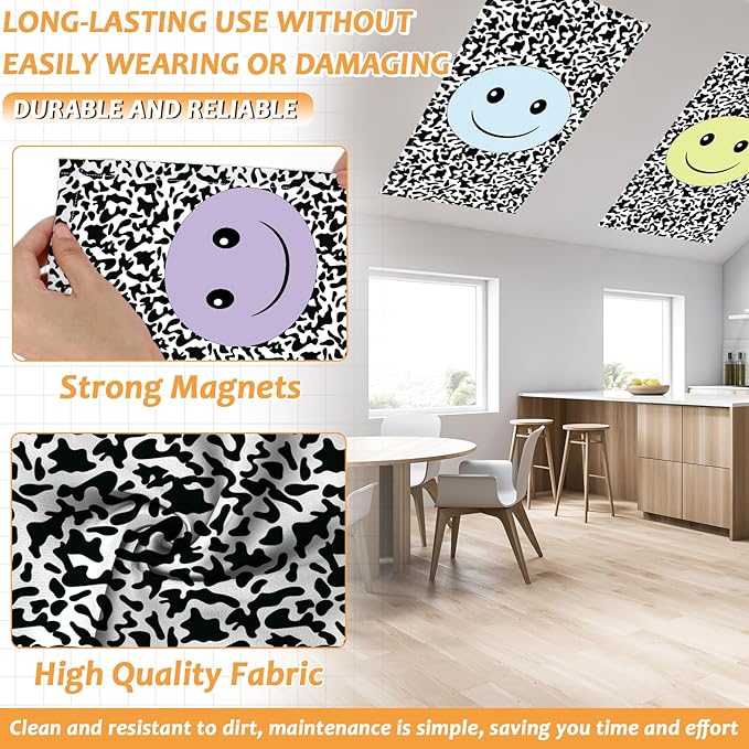 Wiooffen 6 Pcs Fluorescent Light Covers with 60 Magnets Decorative for Classroom Ceiling Lights 4 x 2 Feet Magnetic Light Cover Filter Easy Install for Office Hospital Home Ceiling Supplies (Pastel)