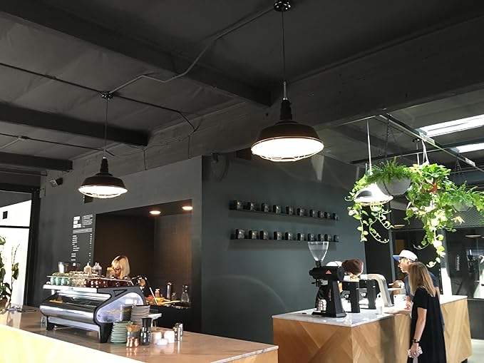 Steel Lighting Co. Manhattan Warehouse Light | Ceiling Mounted Pendant | 20 inch Dome | 12 inch Galvanized Sloped Stem | Large Steel Barn Light Made in America | Dark Bronze Interior/Exterior