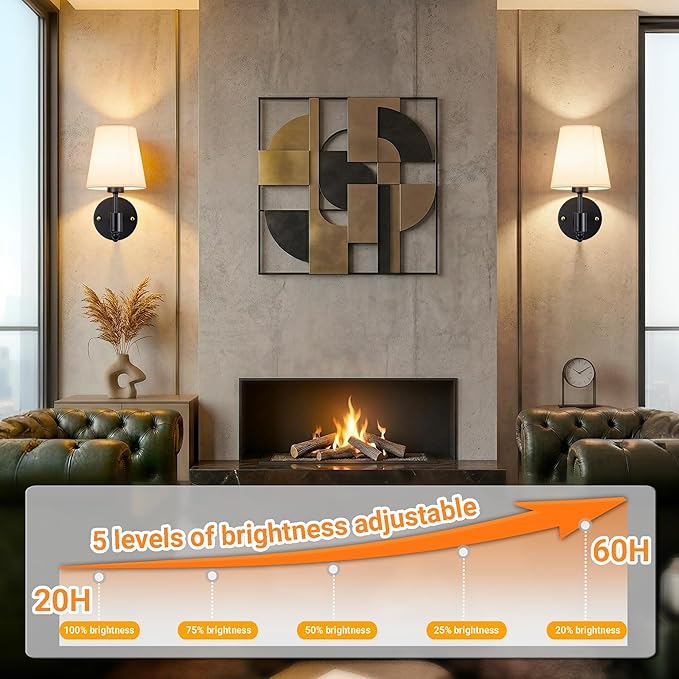 Battery Operated Wall Sconces Set Of Two, Wireless Battery Wall Light With 10000mAh RGB Rechargeable Magnetic Bulb, Rechargeable Wall Sconce With Remote Control For Bedroom, No Electrician Required
