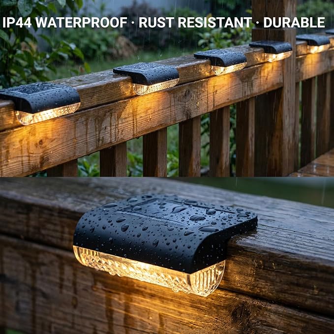 Herzila 24 Pack Solar Step Lights Outdoor Stairs, Solar Deck Lights 3000K Warm White, Auto Dusk-to-Dawn, Weatherproof, Low Profile, Solar Lights Outdoor for Fence Deck Patio Backyard Balcony