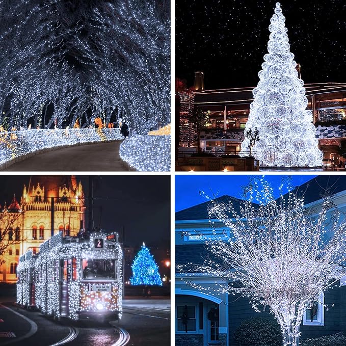 Solar String Lights for Outside, 3 Pack Total 120FT 300 LED Solar Garden Twinkle Light Outdoor, Waterproof with 8 Lighting Modes Fairy Lights for Patio Party Wedding Decorations (Cool White)