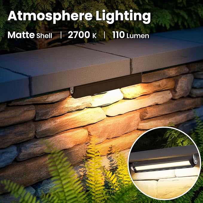 AUDERWIN Retaining Wall Lights, 7 Inch LED Hardscape Lighting Waterproof, 12V Low Voltage Landscape Lighting, Outdoor Step Lights for Patio Stairs Deck 2700K, 270° Rotate, 16 Pack