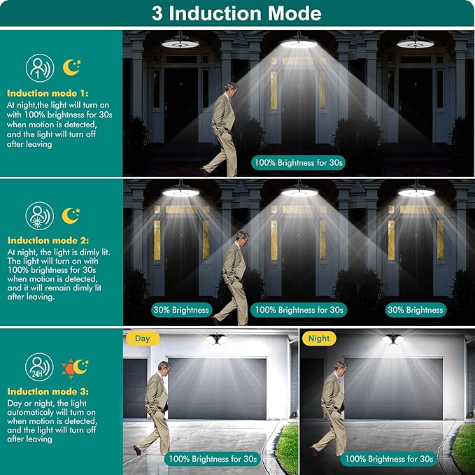 CLY Solar Lights for Shed Motion Sensor Pendant Light, 2700K-6500K Remote Control Timer Memory Function Hanging Shed Lights Indoor Outdoor for Garage Barn Patio Gazebo
