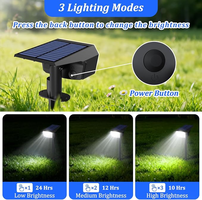 Sucolite 6-Pack Solar Spot Lights Outdoor Waterproof IP65, 3 Lighting Modes 2-in-1 Solar Landscape Spotlights for Yard, 59 LED Solar Powered Wall Lights for Garden Pathway Driveway Walkway, Cool White