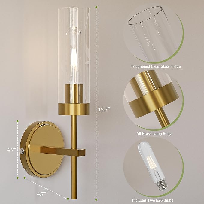 Gold Battery Operated Wall Sconce, Wireless Wall Sconces with Remote Control, Rechargeable 3000K Dimmable Wall Light for Bedroom Living Room Bathroom Hallway Entryway Stairwell