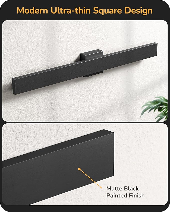 EDISHINE 31in LED Outdoor Wall Lights, 3CCT & 10%-100% Dimmable, IP65 Waterproof, Modern Exterior Lighting Fixtures, Long Exterior Wall Lights for Garage, Front Door, 2 Pack, Black