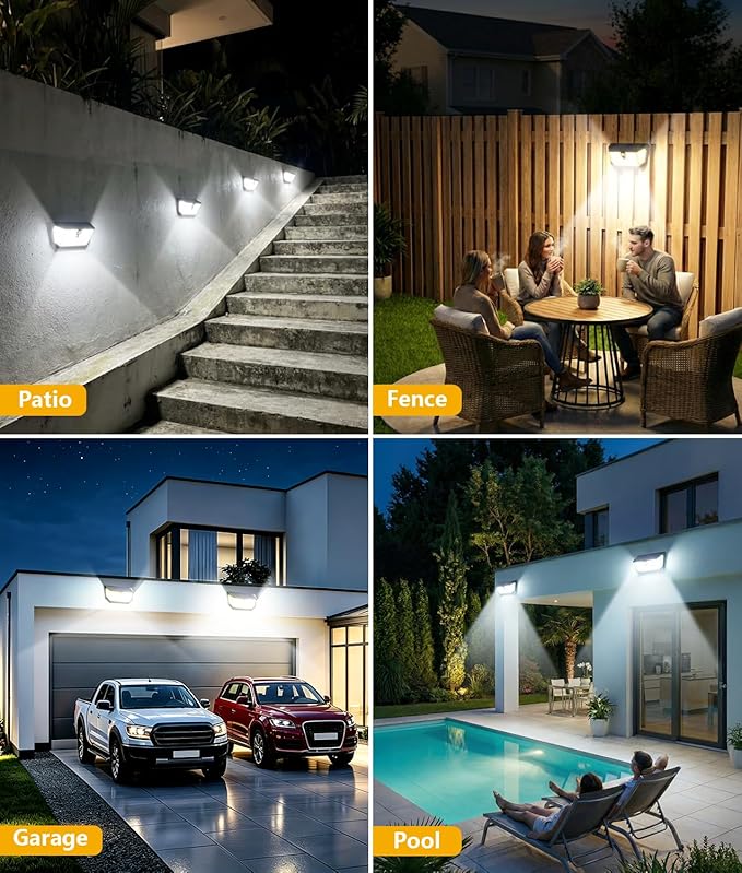 Solar Lights Outdoor Waterproof, 300° Angle & 3 Lighting Modes Motion Sensor Outdoor Lights, 326 LED Solar Security Flood Lights for Fence Wall Deck Yard Front Door Garden Garage