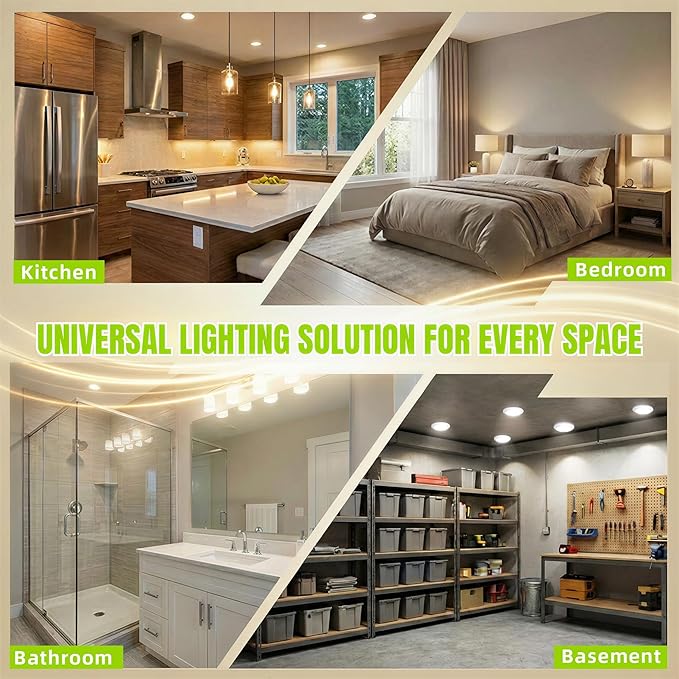 6 Inch LED Disk Light, Modern Dimmable Recessed Ceiling Lights, 5000K Daylight, 16.5W Eqv 110W, Damp Rated for Kitchen, Bathroom, Bedroom, ETL & FCC Listed, 6 Pack