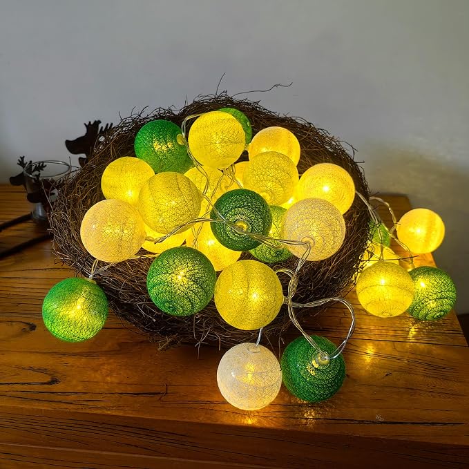 Gardeningwill 3M/10Ft 30 Green White Ball LED Battery Operated String Fairy Light