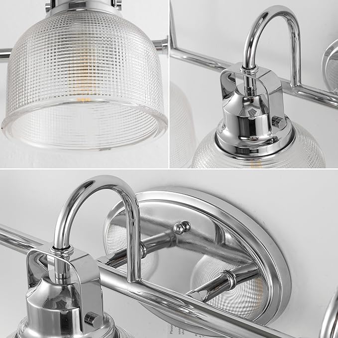 JONATHAN Y 42.75" Chrome Modern Bathroom Vanity Light, 5-Light LED Wall Sconce, Clear Glass Bell Shade for Mirror Hallway Kitchen, ETL Listed, LED Bulb Included (JYL7903A)
