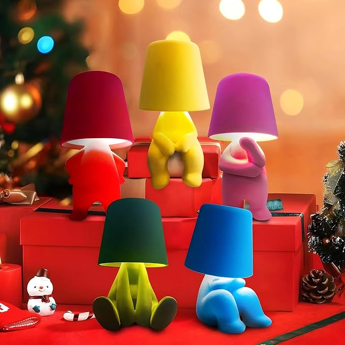 Modern Table Lamp for Youth: Rechargeable Cute Light for Kids Child Teen - Gift for Birthday Christmas Halloween Easter (Yellow Big)