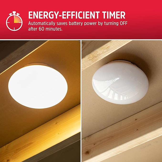Energizer LED Ceiling Light Fixture, Battery Operated, Wireless Wall Switch Remote, 300 Lumens, Ceiling Light No Electricity, Perfect for Closets, Laundry Room, Garage, Shed and More, 58823-T1