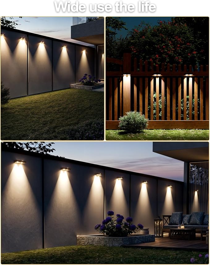 Solar Fence Lights 10 Pack, 9 Color Modes Outdoor Bulb Waterproof Led IP65, Solar Outdoor Lights for Backyard/Railing/Step/Wall/Patio/Yard (Black)
