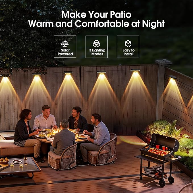 AUDLES Solar Fence Lights Outdoor Waterproof, Fence Lights Solar Powered with 3 CCT Modes, Solar Wall Light for Outside, Step, Patio, Garden, Deck, Stairs - 8 Pack