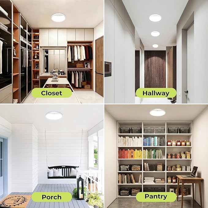 hepside 2 Pack Motion Sensor Ceiling Light Wired, 3000K/4000K/6500K LED Flush Mount Ceiling Light Fixture, 8.7Inch 18W Motion Sensor Light with Timer for Closet Stair Porch Hallway Pantry,White