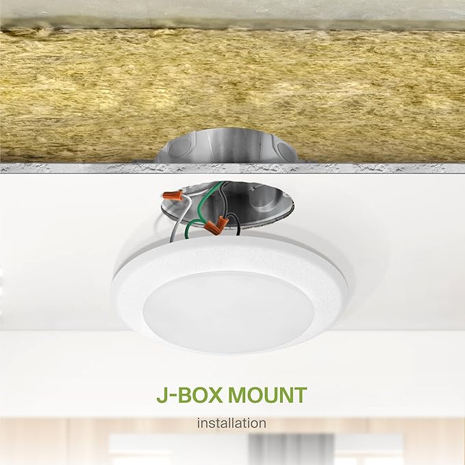 ASD 1 Pack LED Disk Lights 6 Inch, 15W 5CCT 2700K-5000K 1245LM CRI90+, Dimmable Flush Mount Ceiling Light Fixture, Low Profile Surface Mount Disc Lights, Junction Box or Recessed Can Install, ETL