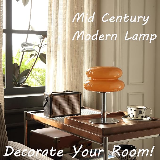 Glivpny Mushroom Lamp Table Lamp for Night Stands,Mid Century Modern Desk Lamps for Bedroom, Vintage Dimmable Bedside Small Lamps, Cute Cool Home Room Aesthetic Decor for Living Room (Copper)