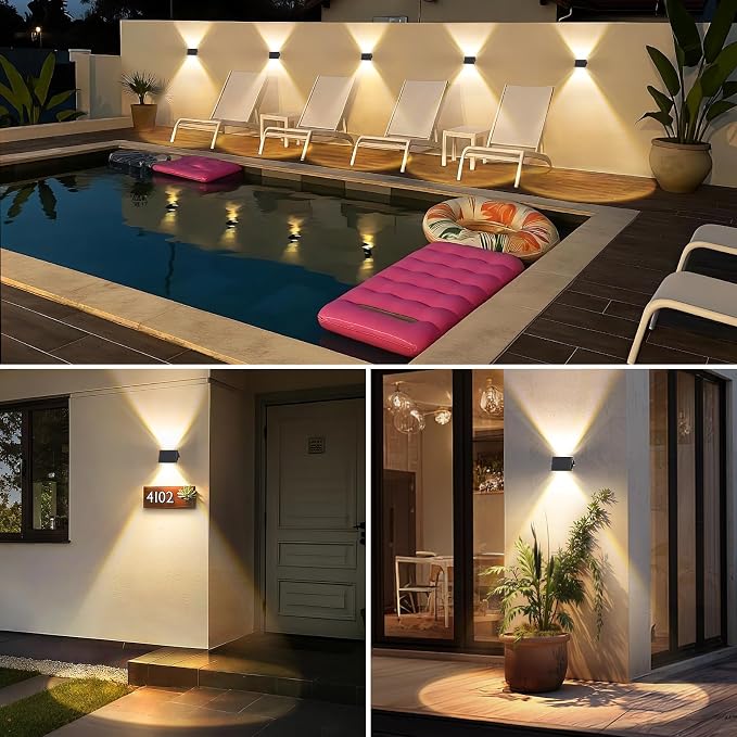 Solar Fence Lights Outdoor, 16 Pack Solar Up Down Wall Lights for Outside, IP67 Fence Lights Solar Powered Dusk to Dawn Auto-Work for Patio Garden Backyard Porch Deck Pathway Step (Warm-White)