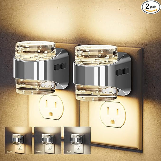 JandCase LED Night Light, Bubble Night Lights Plug into Wall, [2 Pack]Night Light3000K/4000K/5000K & 3 Brightness Levels, Dimmable Nightlight with Dusk to Dawn Sensor for Bathroom Hallway Bedroom