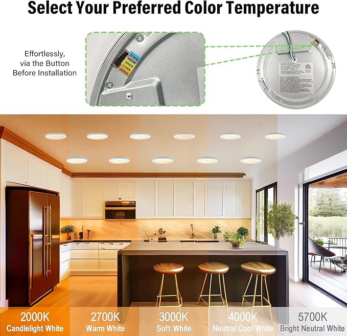 7.3" Flush Mount Ceiling Light Dimmable With ETL CERT, 5CCT LED Moon Style Round Light Fixture for Bedroom, Bathroom, Kitchen, Hallway, Basement, Closet, White 3Pack