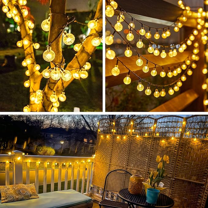 JMEXSUSS Solar String Lights Outdoor Waterproof, Solar Christmas Lights for Garden Patio Yard Tree Party Christmas Decorations, Crystal Globe