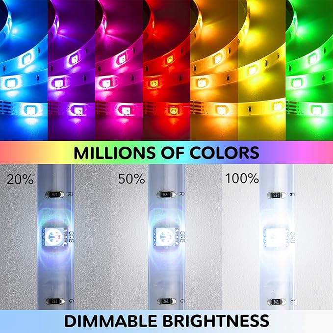 Geeni Prisma Strip 9.8 ft Smart LED Strip Lights, Indoor/Outdoor Adhesive Strips, Lights for TikTok, Alexa & Google Home Compatible. No Hub Required (3M Light Strips)