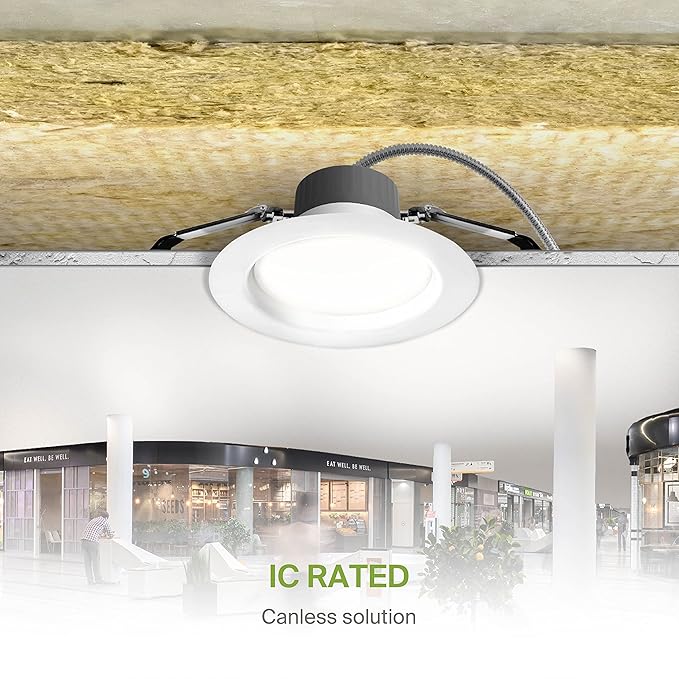 ASD 4 Inch Commercial Canless LED Downlight, Power Adjustable 7/10/13W Lighting, Round Dimmable Recessed Ceiling Light Fixture, 5 Color Temperatures 2700K-5000K, 120-277V IC Rated UL & Energy Star
