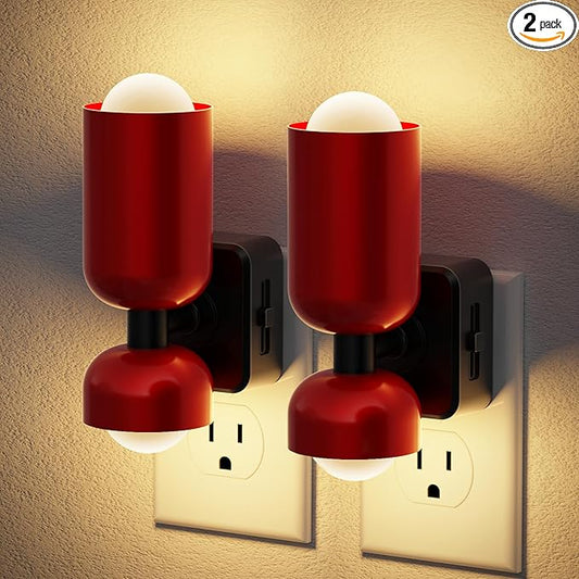 JandCase Night Light, Night Lights Plug Into Wall, 3000K Warm White, 0-100LM Adjustable Brightness, Dusk to Dawn Sensor, 2 Pack Plug in Night Light for Bedroom, Stairway, Bathroom, Hallway