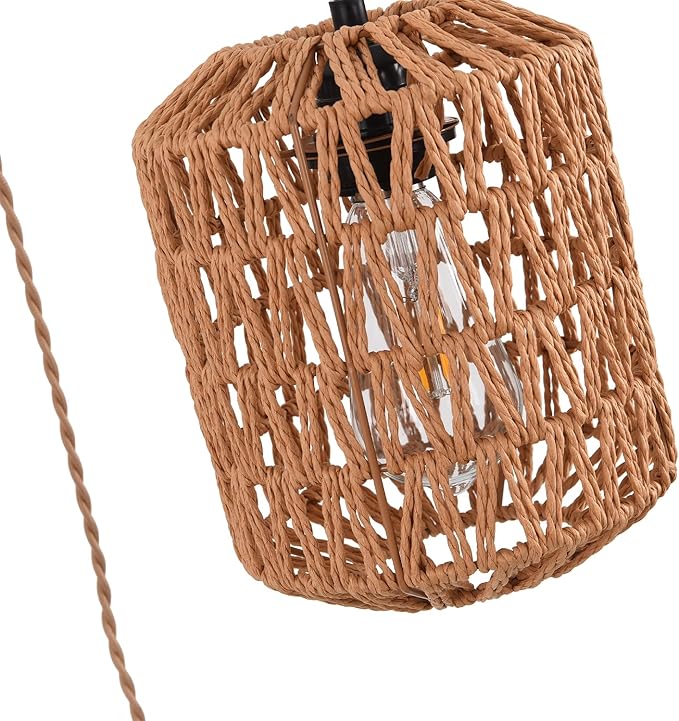 Plug in Wall Sconce,Farmhouse Wicker Wall Lamp Plug in,Hand Woven Rattan Wall Light Farmhouse Rustic Boho Sconces Wall Lighting for Living Room Bedroom