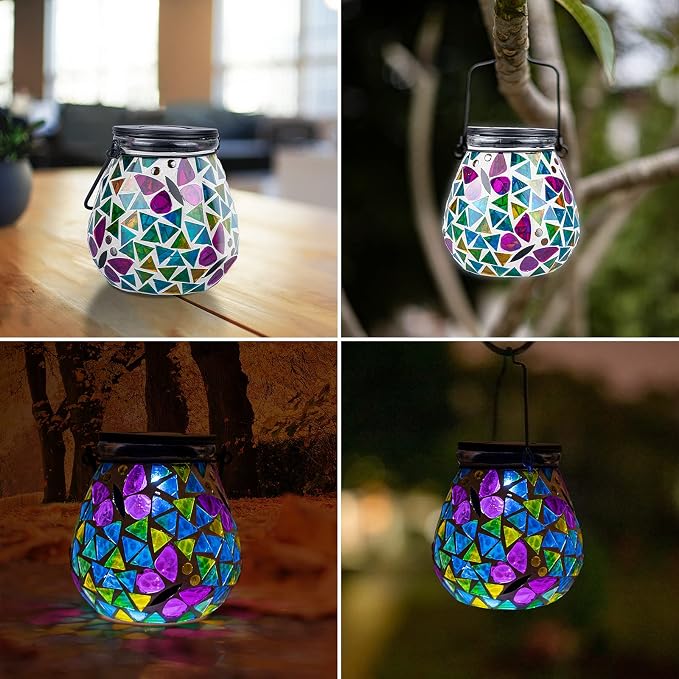Bshine Butterfly Solar Lantern Outdoor Hanging Waterproof, Mosaic Butterfly Solar Light Indoor Valentine's Day Decor Table, Garden Decor for Yard Outside, Path, Lawn, Birthday Gift for Mom Women