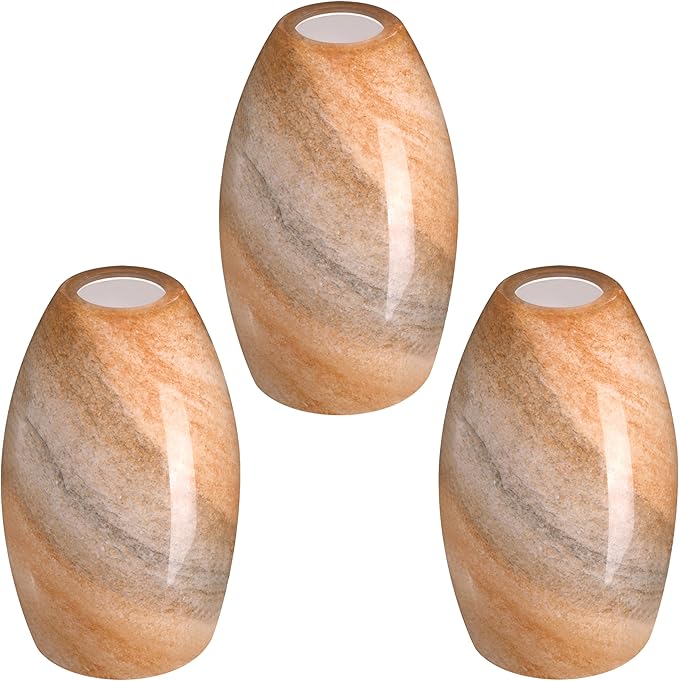 Leading Lighting 4.7" Handblow Art Glass Lamp Shade Pendant Ceiling Chandelier Wall Sconce Light Replacement Oval Glass Shade Fixture (Orange 3 Pack)